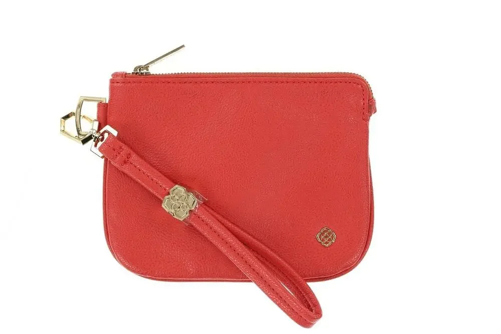 Kendra Scott Red Medium Faux Leather Wristlet Make Up Travel Bag
